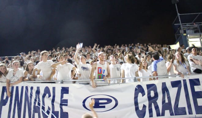 The Pinnacle student section is widely known as among the most spirited in both football and basketball.  Fans pack the stands at the North Phoenix school.  The Pioneers' first home game in 2019 won't come until Week 3 against Horizon (Sept. 6).  PHS is 12-0 all-time against the Huskies.