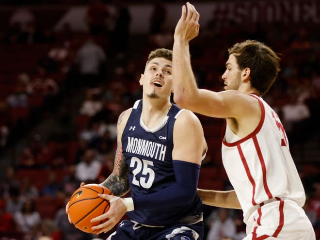 Forward Nikita Konstantynovskyi, left, intends to transfer from Monmouth to Notre Dame.