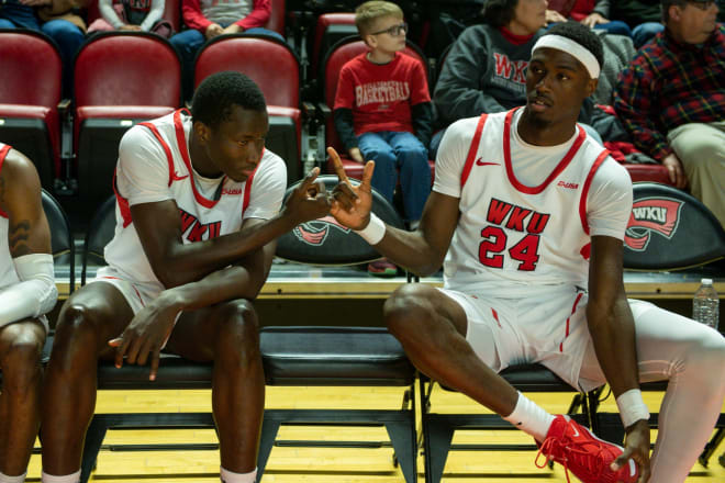 WKU junior forward Babacar Faye and senior forward Tyrone Marshall Jr.