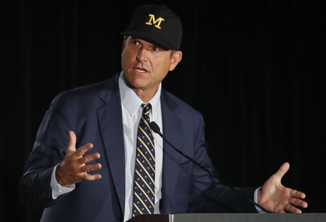 Michigan Wolverines football head coach Jim Harbaugh has won 49 games in six seasons (2020 was a shortened campaign) at U-M.