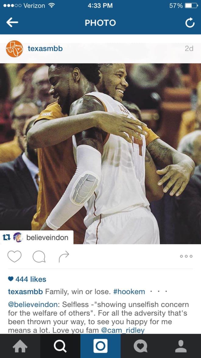 Ibeh and Ridley sharing a moment Tuesday night, and Ibeh's acknowledgement of Ridley's selflessness. 