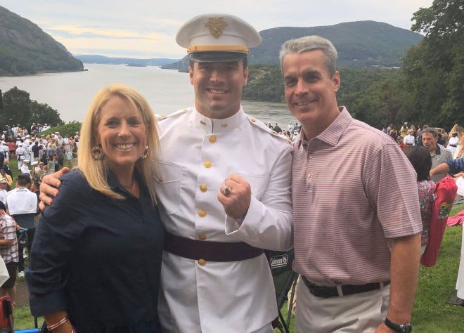 Sides is surrounding by his parents, Jack Sr. & Shay during this summer's West Point Ring Ceremony