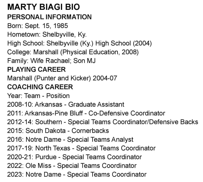 InsideNDSports - Marty Biagi picked to succeed Brian Mason as ND special  teams coordinator