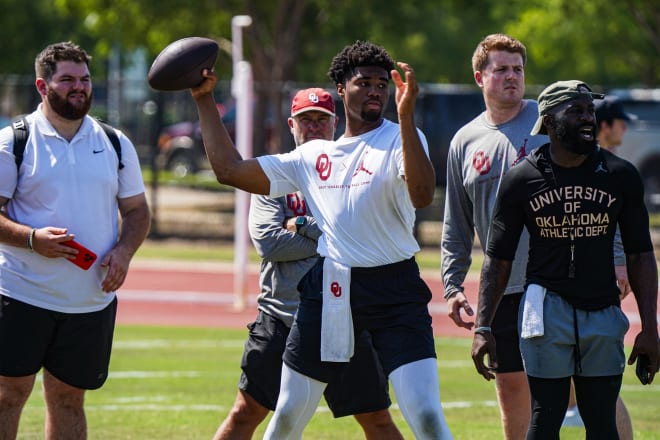 Jaden O'Neal at Oklahoma's camp on June 13