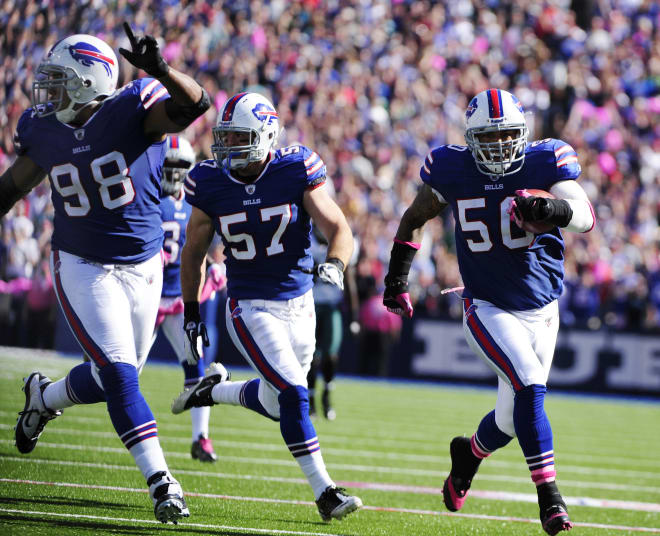 Nick Barnett (50) and Dan Edwards (98) playing for Buffalo