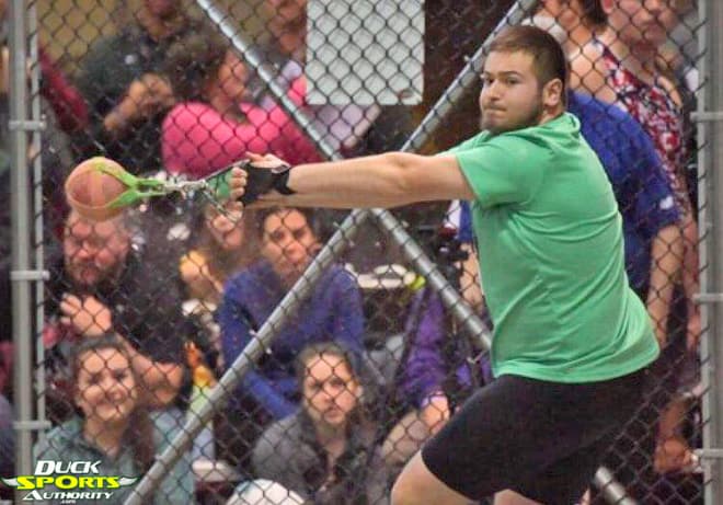 Briere was nationally #1 in HS hammer this year, using the college-sized 16-lb implement