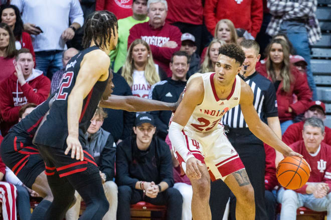 Indiana's Trayce Jackson-Davis looks to score against Rutgers on Tuesday night