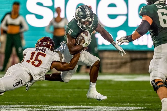 Michigan State RB Nate Carter ran for over 100 yards in MSU's opening night win.