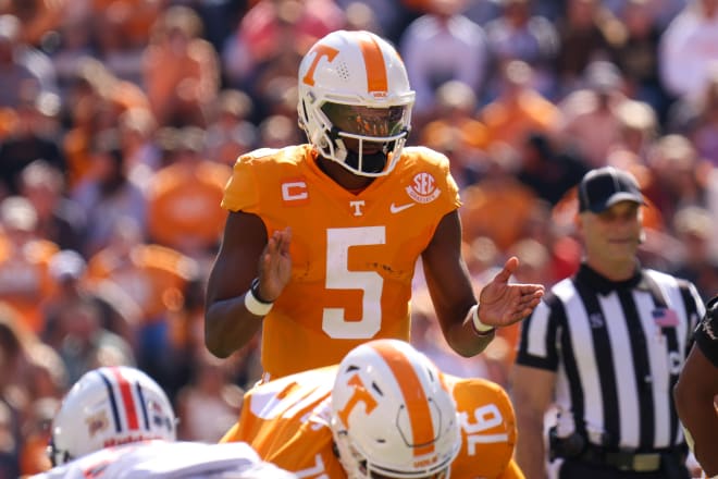 Hendon Hooker leads a Tennessee offense that leads the FBS in points per game and yards per game. 