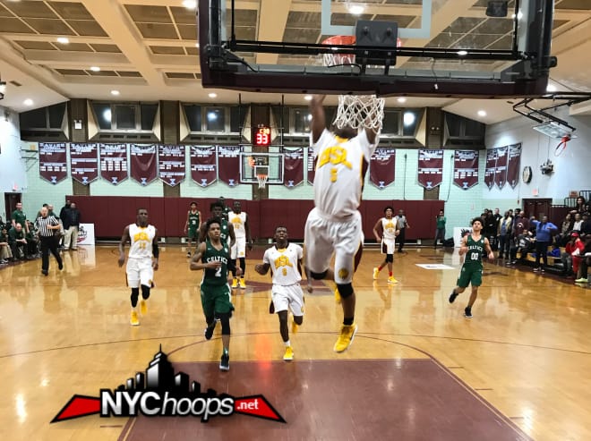 5'10" Posh Alexander goes up for the slam dunk in transition