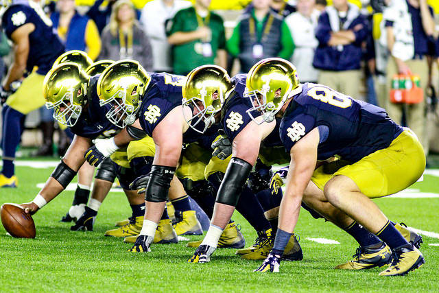 The Notre Dame Fighting Irish’s offensive line