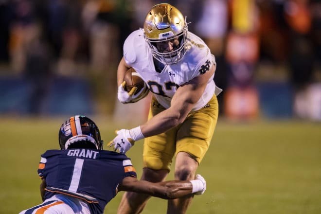 Notre Dame Fighting Irish football sophomore tight end Michael Mayer vs. the Virginia Cavaliers