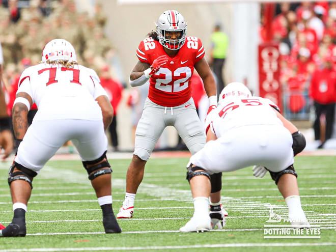 Ohio State linebacker Steele Chambers was a force against Rutgers. (Birm/DTE)