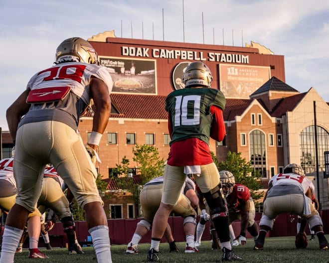 McKenzie Milton prepares to take a snap during the first week of FSU spring football practice last week.