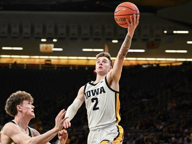 Brock Harding goes for a layup in Iowa's win over UMBC. 