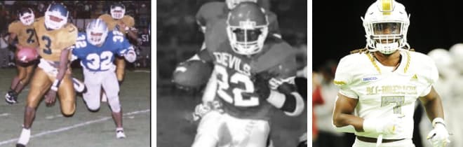 (L to R): Quincy Carter (Class of 1998), Garrison Hearst (1990), and Kelee Ringo (2020)