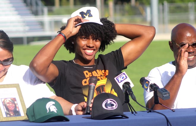 In-state wide receiver Andrel Anthony committed to Michigan Wolverines football recruiting, Jim Harbaugh.