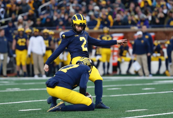 Michigan kicker Jake Moody is 6-for-9 on field goal attempts this year.