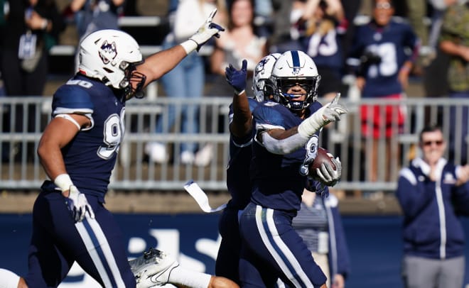 Connecticut senior middle linebacker Jackson Mitchell had nine tackles in the 41-10 loss to NC State last year.