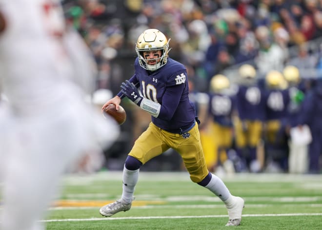Junior Drew Pyne took himself out of the running Friday to be Notre Dame's No. 1 QB in 2023 by entering the transfer portal.