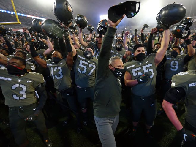 Army Black Knights celebrate shutout victory over the Navy Midshipmen