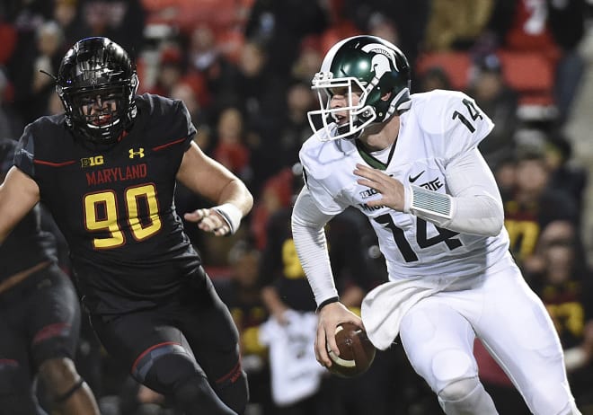 Brian Lewerke accounted for 79 of Michigan State's 270 rushing yards in a 28-17 loss at Maryland. 