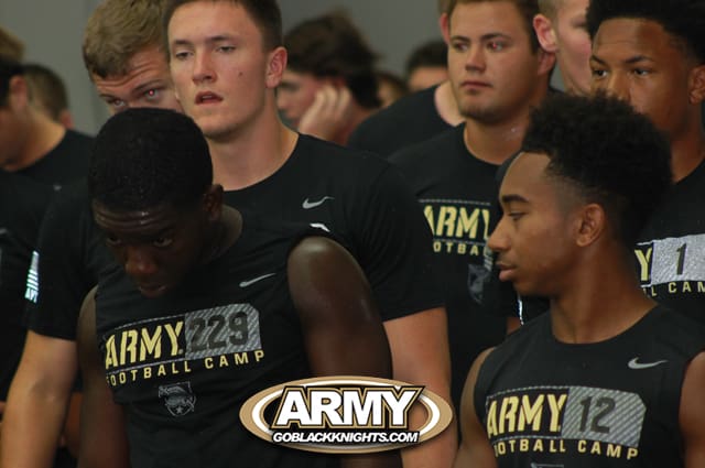 Athlete Michael Mbony (#229) attending Army summer football camp
