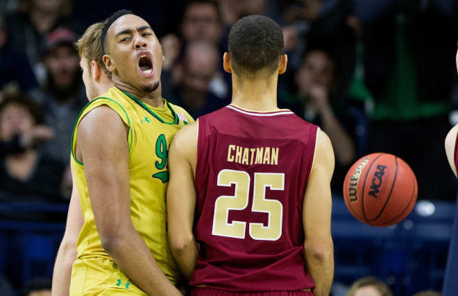 Notre Dame's Bonzie Colson suffered an ankle injury during Saturday's ACC title game against Duke.