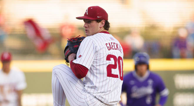 Arkansas right-handed pitcher Gabe Gaeckle. 