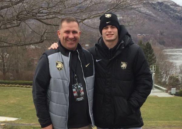 Safety prospect Michael Marchese here with RB coach Tucker Waugh was on campus this weekend