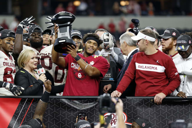 Kyler Murray celebrating his Big 12 Championship victory in 2018