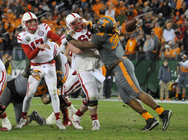 Husker quarterback Ryker Fyfe was sacked four times and hurried another seven against Tennessee in the Music City Bowl. 