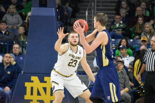 Senior Martinas Geben averaged 7.0 points and 13.5 rebounds per game in Notre Dame’s two wins last week.