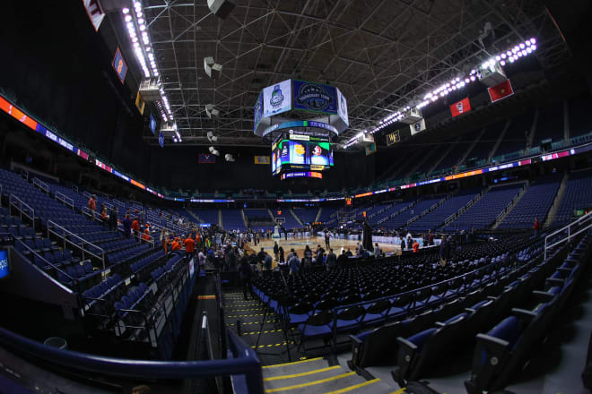An empty Greensboro Coliseum Thursday shortly before the ACC basketball tournament was brought to an abrupt halt.