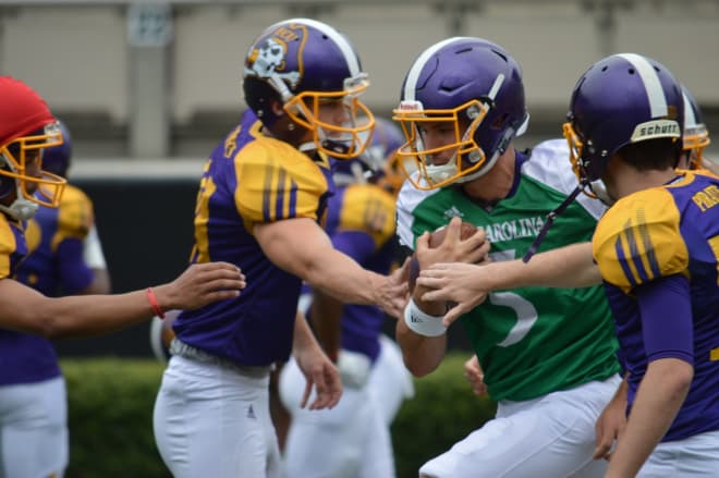 Quarterback Gardner Minshew looked solid in spring camp on Wednesday at Dowdy-Ficklen Stadium.