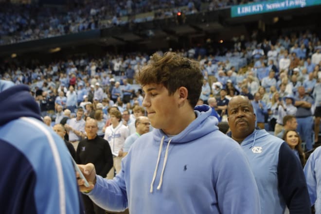 Class of 2024 defensive lineman Peter Pesansky attended the Duke-UNC basketball game in March. 