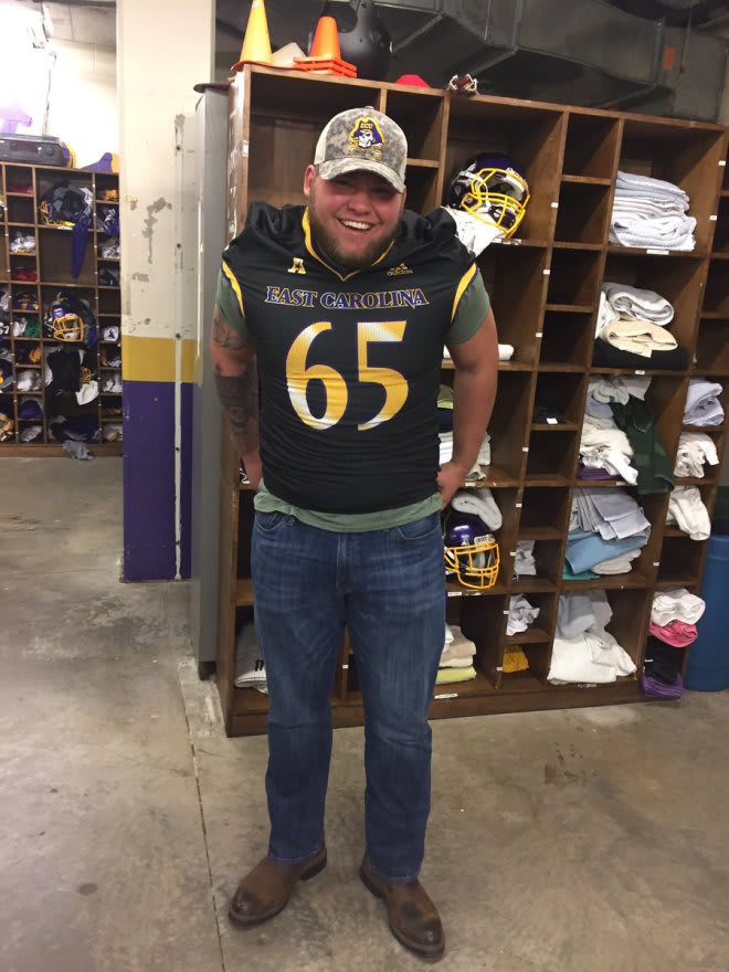 Offensive lineman James DeMatto lands at East Carolina after a Monday visit to Greenville.