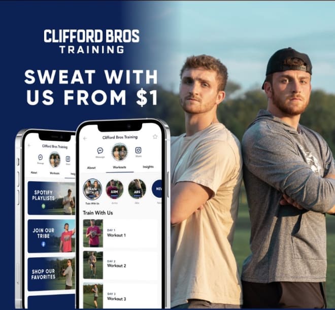 Penn State Nittany Lions football players Sean and Liam Clifford launch training app. 