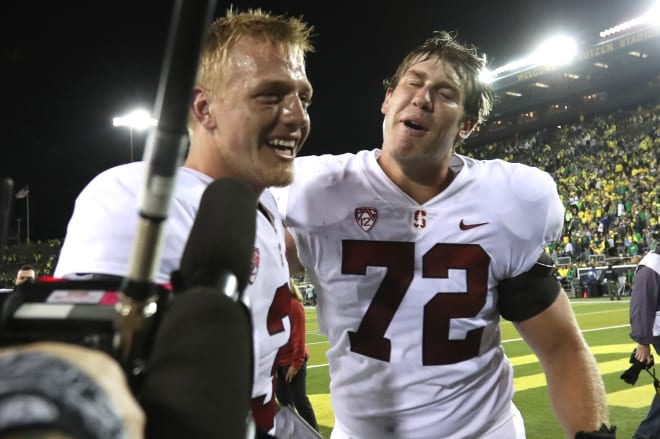 From left, quarterback KJ Costello and Walker Little hope to lead Stanford to a successful season and then likely head to the NFL.