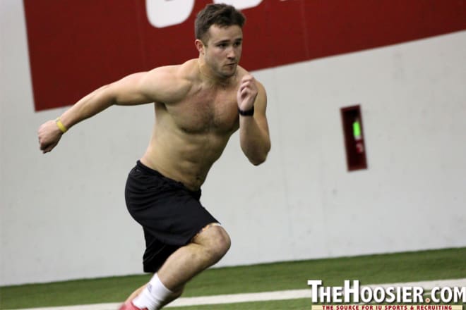 Mitchell Paige participates in Indiana football Pro Day. He's hoping he did enough to impress an NFL team.