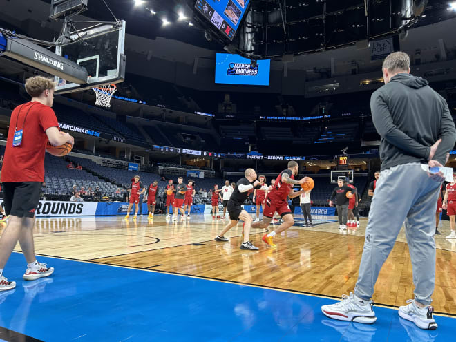 Fred Hoiberg watches Nebraska during a shootaround. (Steve Marik/Inside Nebraska)