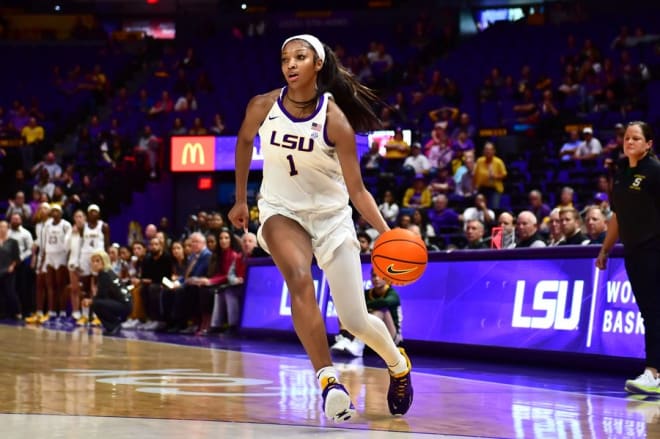 LSU forward and two-time SEC Player Angel Reese recorded her eighth straight double Tuesday night for the 8-0 Lady Tigers