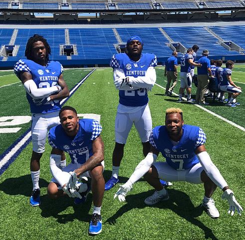 Ohio natives and DBs Kei Beckham (left), Tobias Gilliam, Darius West (second from right) and Mike Edwards (Photo: From @Cash7Teen's Twitter)