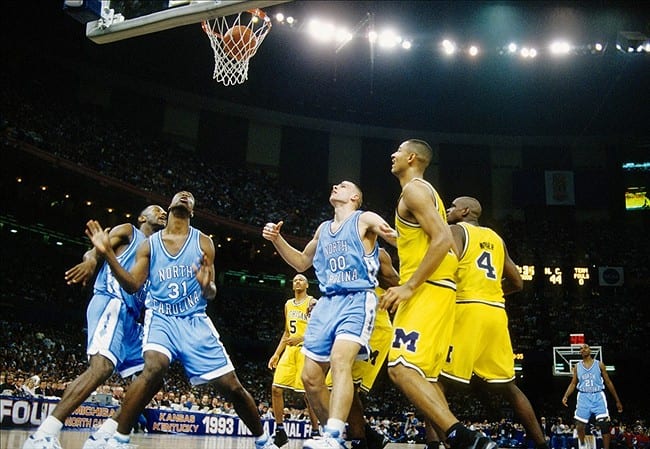 The 1993 national champion Tar Heels also played the ACC Tournament in Charlotte three weeks earlier. 