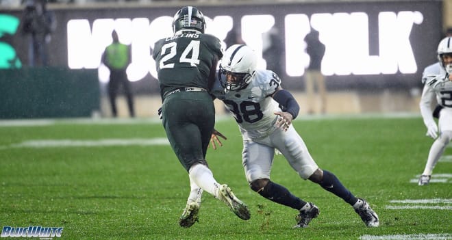 Penn State safety Lamont Wade makes a tackle against Michigan State last season. 