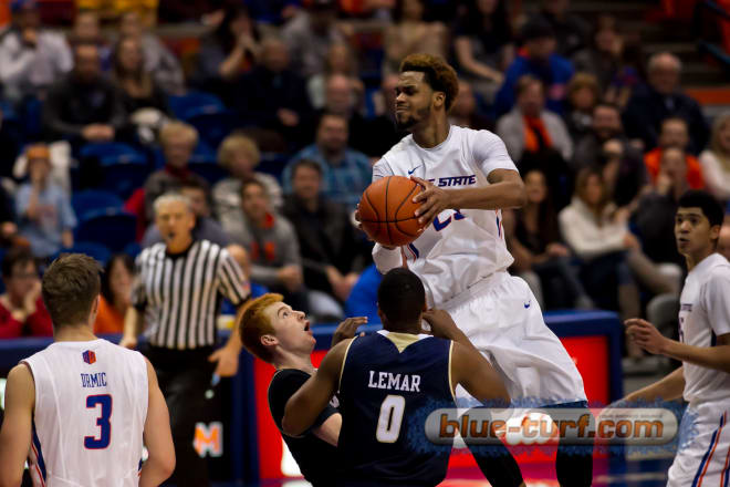 Boise State's James Webb III goes up for a basket Wednesday night against Cal Davis.