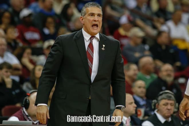 Frank Martin shouts instructions during Monday night's NIT game