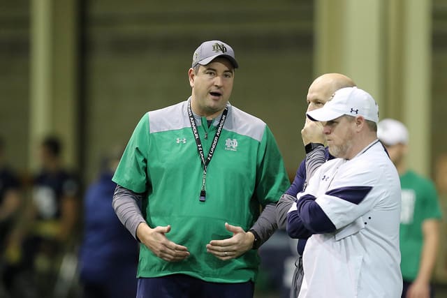 Notre Dame associate head coach/defensive line coach Mike Elston