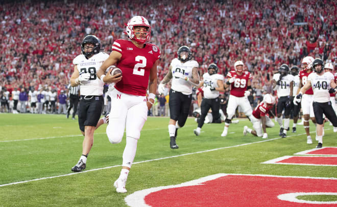 Adrian Martinez scored four touchdowns for the Huskers.