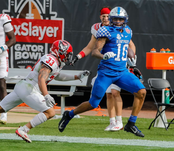 Kentucky running back AJ Rose streaked down the sideline for some of his 148 yards rushing en route to Gator Bowl MVP honors.